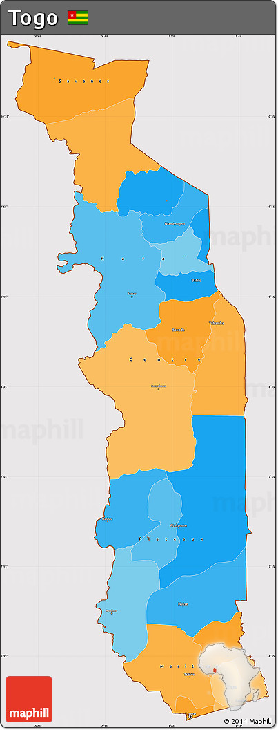 Political Simple Map of Togo, cropped outside