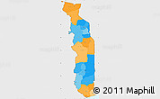 Political Simple Map of Togo, single color outside