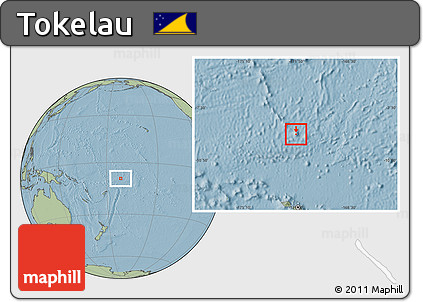 Blank Location Map of Tokelau, savanna style outside, hill shading outside