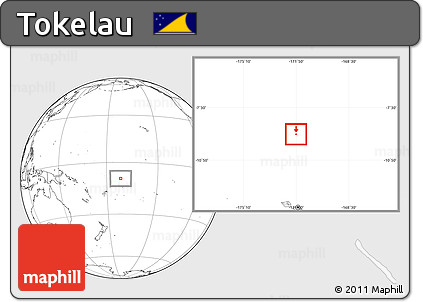 Gray Location Map of Tokelau, blank outside