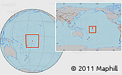 Gray Location Map of Tokelau, within the entire continent, hill shading