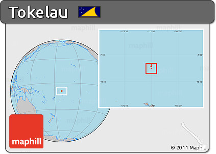 Gray Location Map of Tokelau, hill shading inside