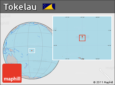 Gray Location Map of Tokelau, hill shading inside