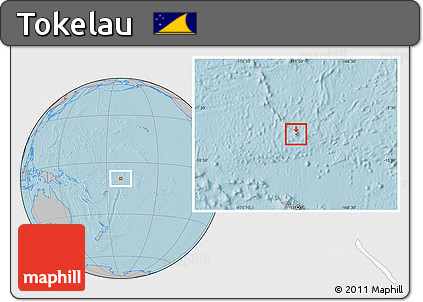 Gray Location Map of Tokelau, hill shading outside