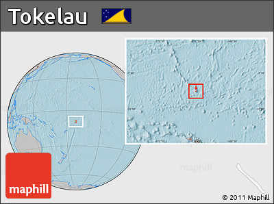 Gray Location Map of Tokelau, hill shading outside