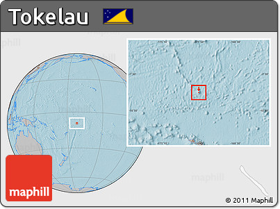 Gray Location Map of Tokelau, hill shading outside