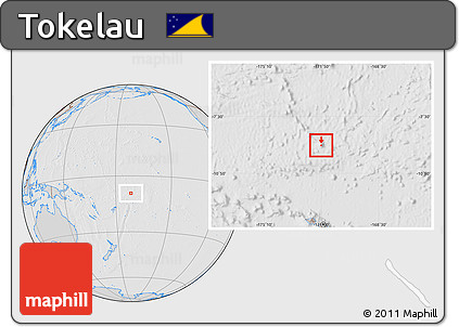 Gray Location Map of Tokelau, lighten, desaturated, hill shading