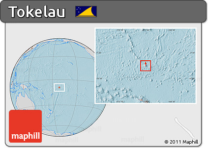 Gray Location Map of Tokelau, lighten, desaturated, land only, hill shading