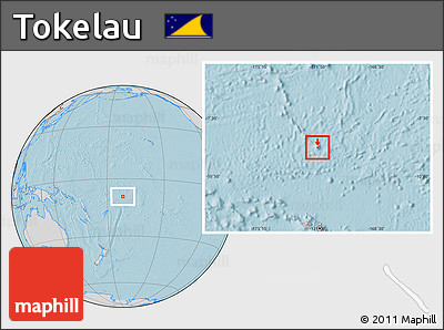 Gray Location Map of Tokelau, lighten, desaturated, land only, hill shading