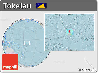 Gray Location Map of Tokelau, lighten, desaturated, land only, hill shading