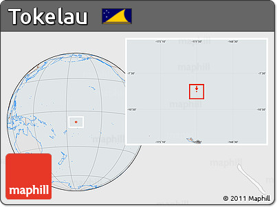 Gray Location Map of Tokelau, lighten, semi-desaturated