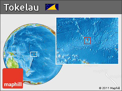 Gray Location Map of Tokelau, physical outside, hill shading