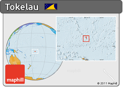 Gray Location Map of Tokelau, political outside, hill shading
