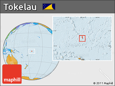 Gray Location Map of Tokelau, political outside, hill shading