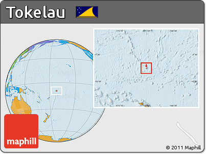 Gray Location Map of Tokelau, political outside, hill shading