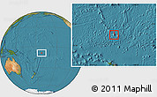 Gray Location Map of Tokelau, satellite outside, hill shading
