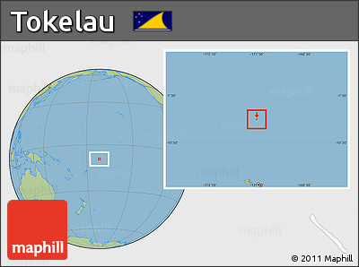 Gray Location Map of Tokelau, savanna style outside, hill shading inside