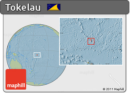 Gray Location Map of Tokelau, savanna style outside, hill shading outside
