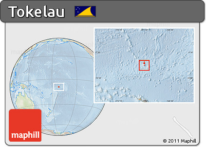Physical Location Map of Tokelau, lighten