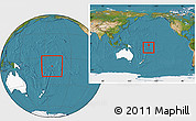 Satellite Location Map of Tokelau, highlighted continent, within the entire continent