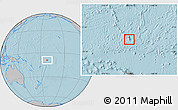 Savanna Style Location Map of Tokelau, gray outside, hill shading outside