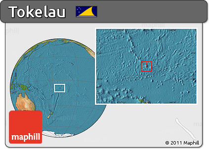 Savanna Style Location Map of Tokelau, satellite outside, hill shading