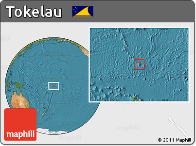 Savanna Style Location Map of Tokelau, satellite outside, hill shading