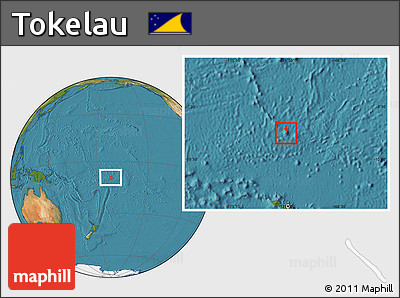 Savanna Style Location Map of Tokelau, satellite outside, hill shading