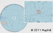 Shaded Relief Location Map of Tokelau, gray outside, hill shading