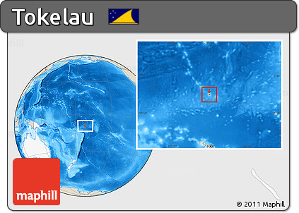 Shaded Relief Location Map of Tokelau, highlighted continent