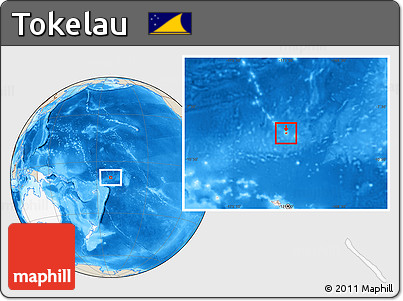 Shaded Relief Location Map of Tokelau, highlighted continent