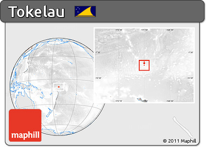 Shaded Relief Location Map of Tokelau, lighten, desaturated