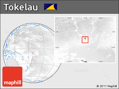 Shaded Relief Location Map of Tokelau, lighten, desaturated