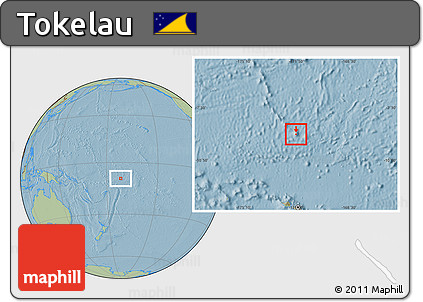 Shaded Relief Location Map of Tokelau, savanna style outside, hill shading