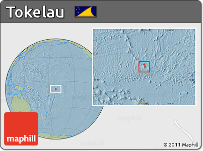 Shaded Relief Location Map of Tokelau, savanna style outside, hill shading