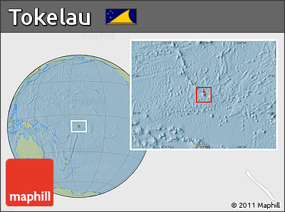 Shaded Relief Location Map of Tokelau, savanna style outside, hill shading