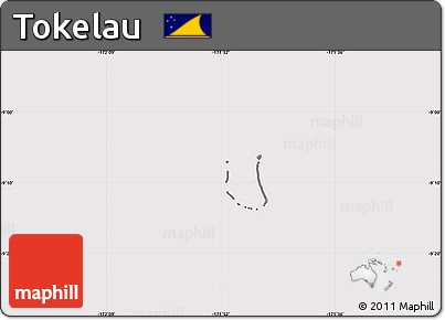 Silver Style Simple Map of Tokelau, cropped outside