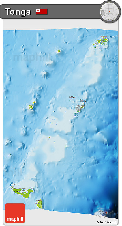 Physical 3D Map of Tonga, shaded relief outside