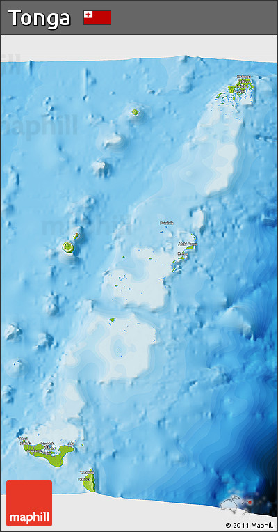 Physical 3D Map of Tonga, single color outside, bathymetry sea, shaded relief sea