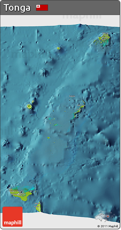 Physical 3D Map of Tonga, single color outside, satellite sea