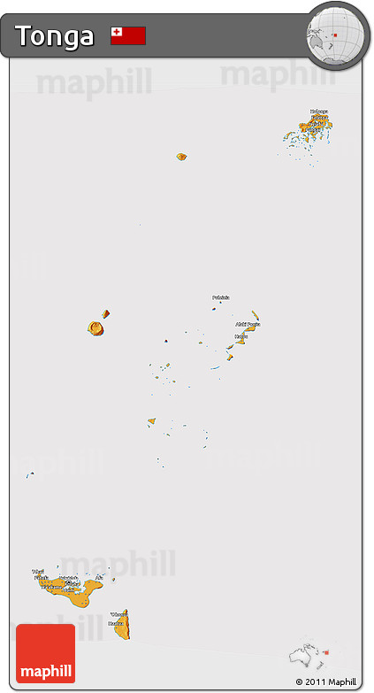 Political 3D Map of Tonga, cropped outside