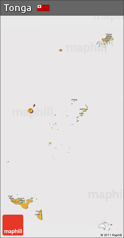 Political 3D Map of Tonga, cropped outside