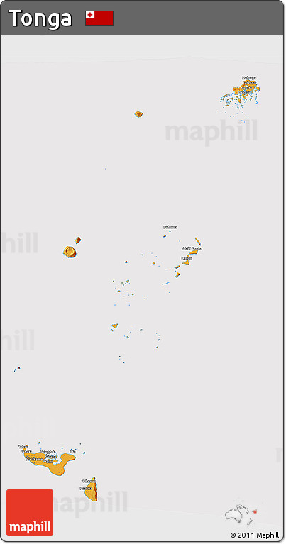 Political 3D Map of Tonga, cropped outside