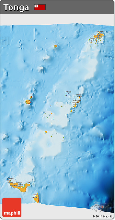 Political 3D Map of Tonga, physical outside