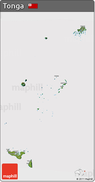 Satellite 3D Map of Tonga, cropped outside