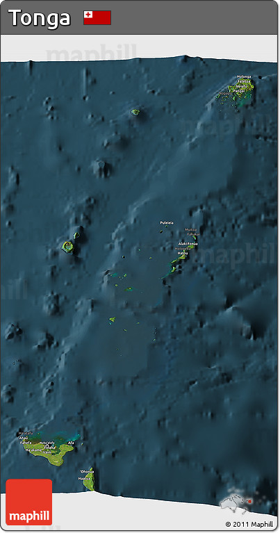 Satellite 3D Map of Tonga, darken