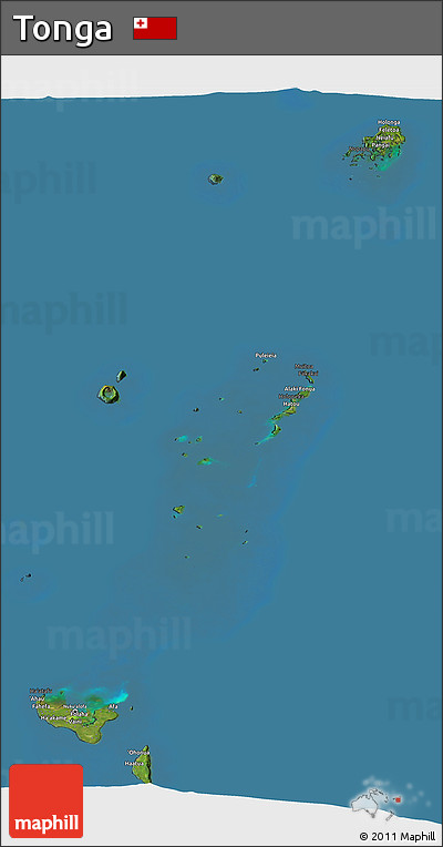 Satellite 3D Map of Tonga, darken, land only