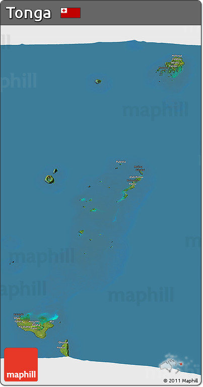 Satellite 3D Map of Tonga, darken, land only