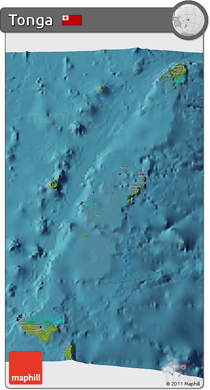Satellite 3D Map of Tonga, physical outside, satellite sea