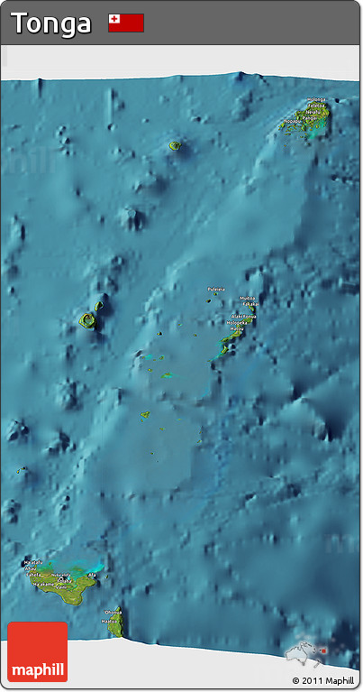 Satellite 3D Map of Tonga, physical outside, satellite sea